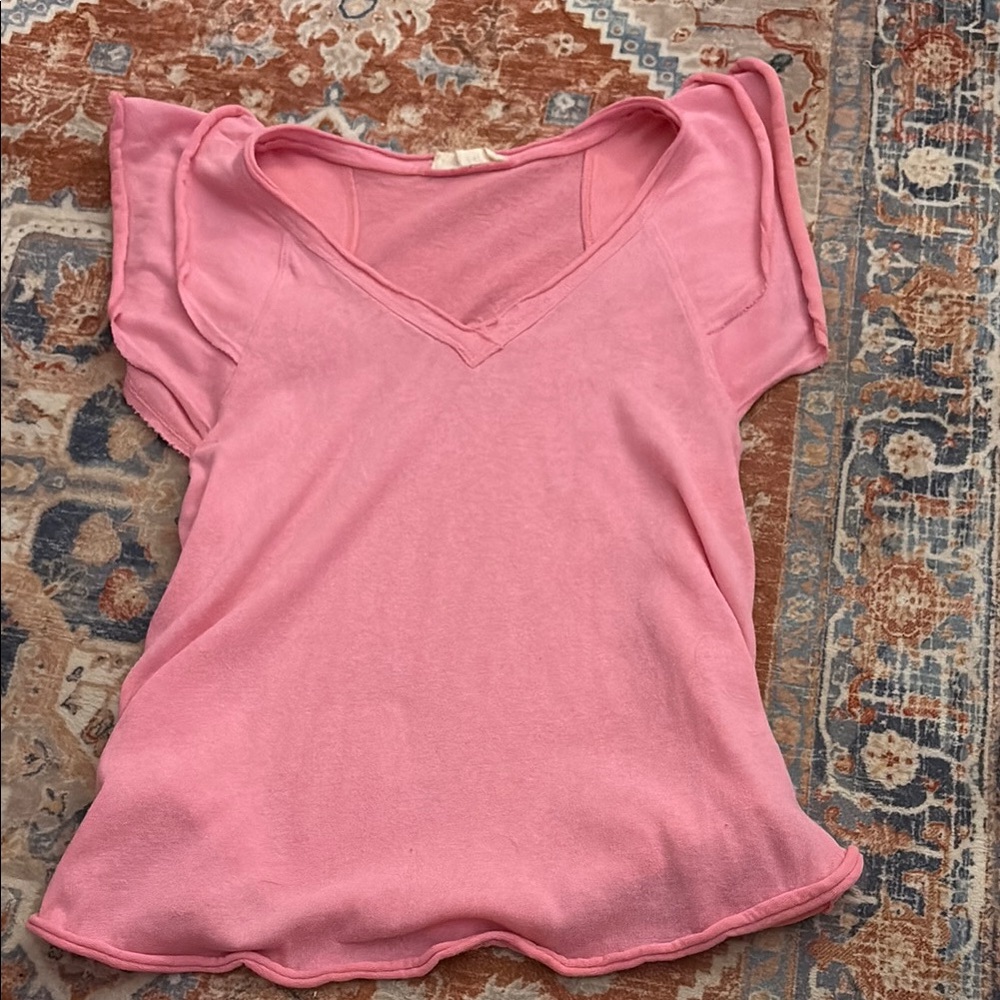 Relaxed Ribbed Sleeveless Pink and Orange Tee